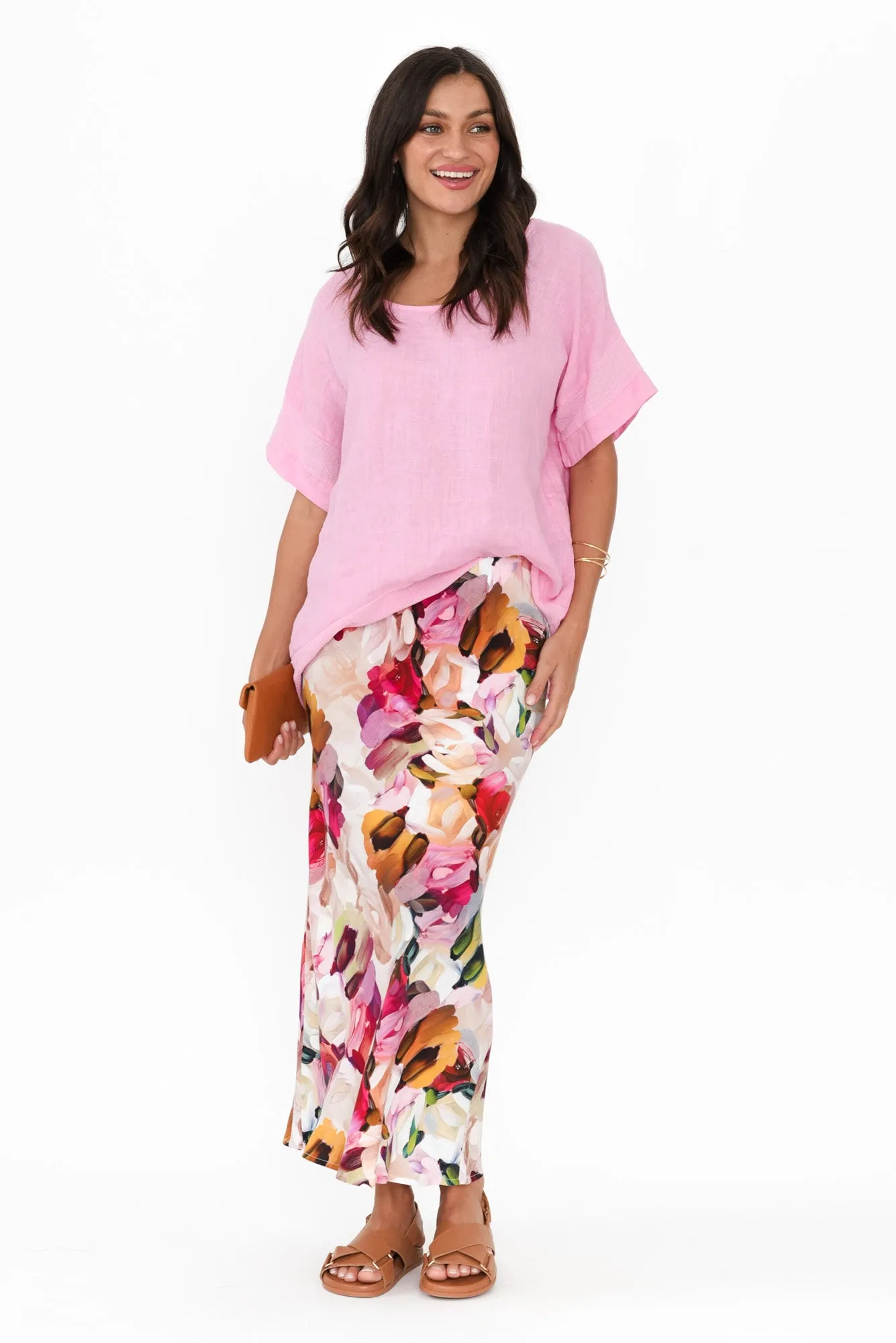 Floral Bias-Cut Skirt in Adelia Purple
