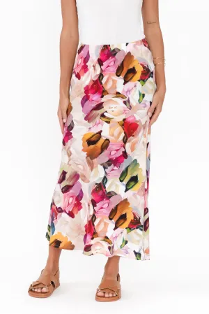 Floral Bias-Cut Skirt in Adelia Purple