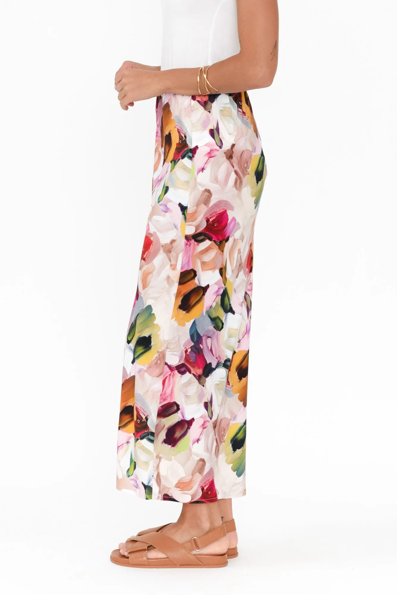 Floral Bias-Cut Skirt in Adelia Purple