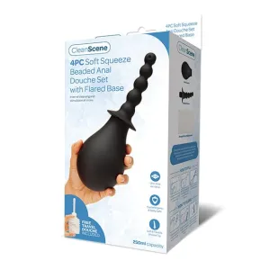 CleanScene - 4 Pc Soft Squeeze Beaded Anal Douche Set with Flared Base