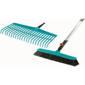 Gardena Combisystem Lawn Rake, Broom & 130cm Handle Set