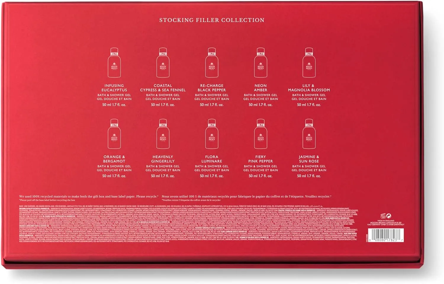 Molton Brown 10pc Bath & Shower Gel Gift Set Selection Box - 50ml Bottles