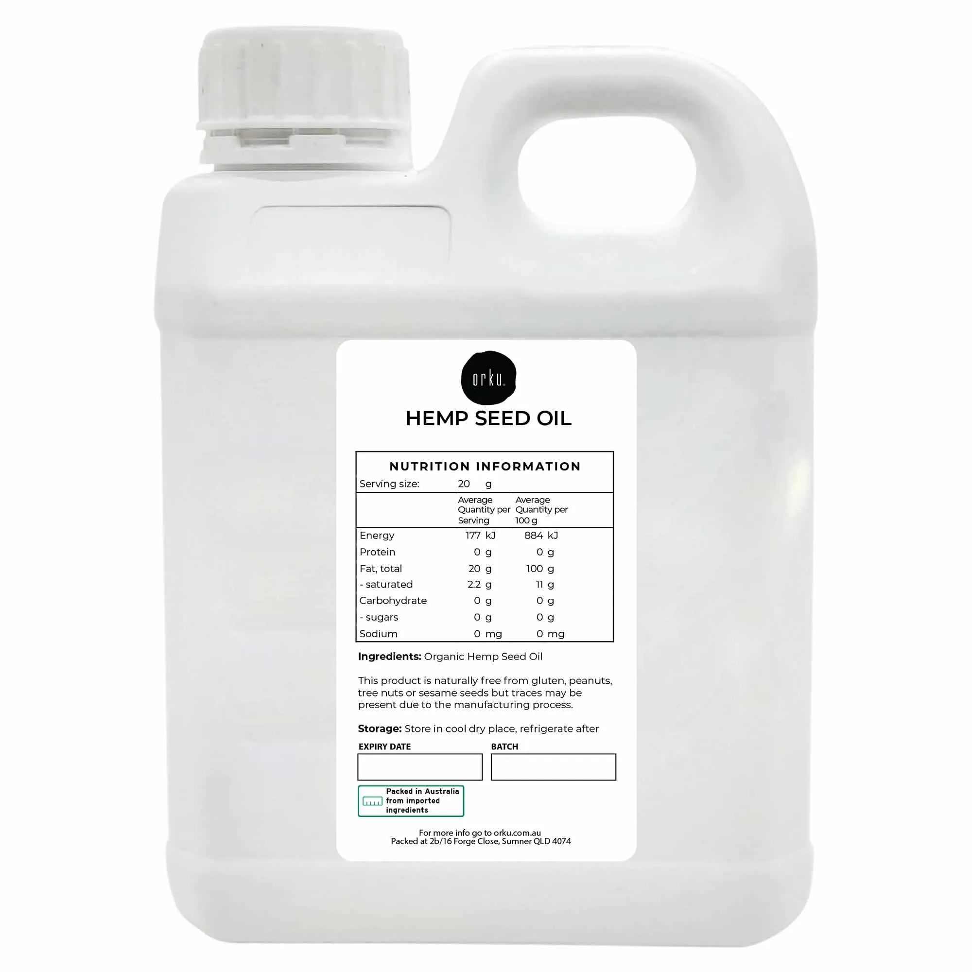 Organic Cold-Pressed Hemp Seed Oil 5L - Australian Made